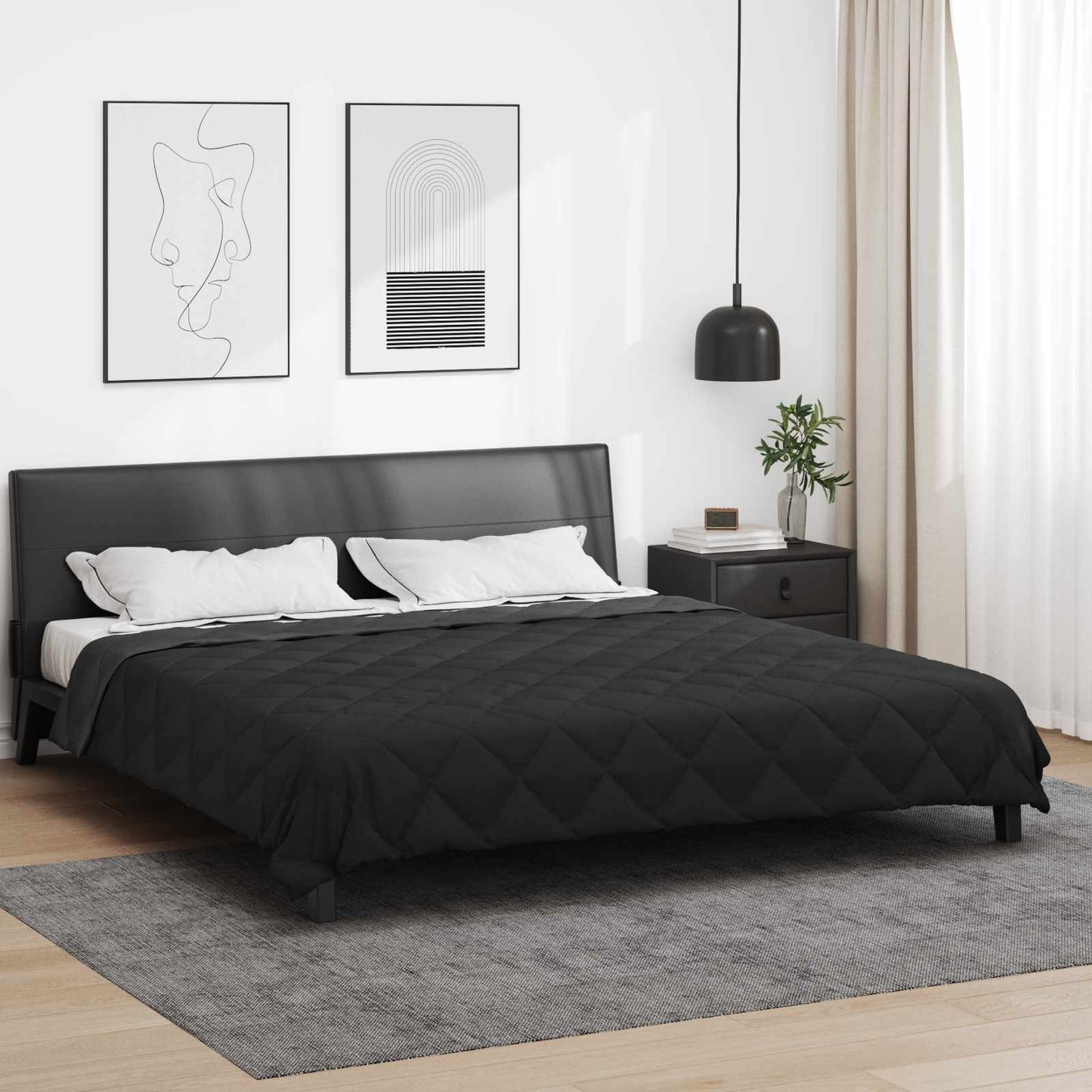 vidaXL Full Year Duvet Black and Anthracite 200 x 200 cm Microfiber