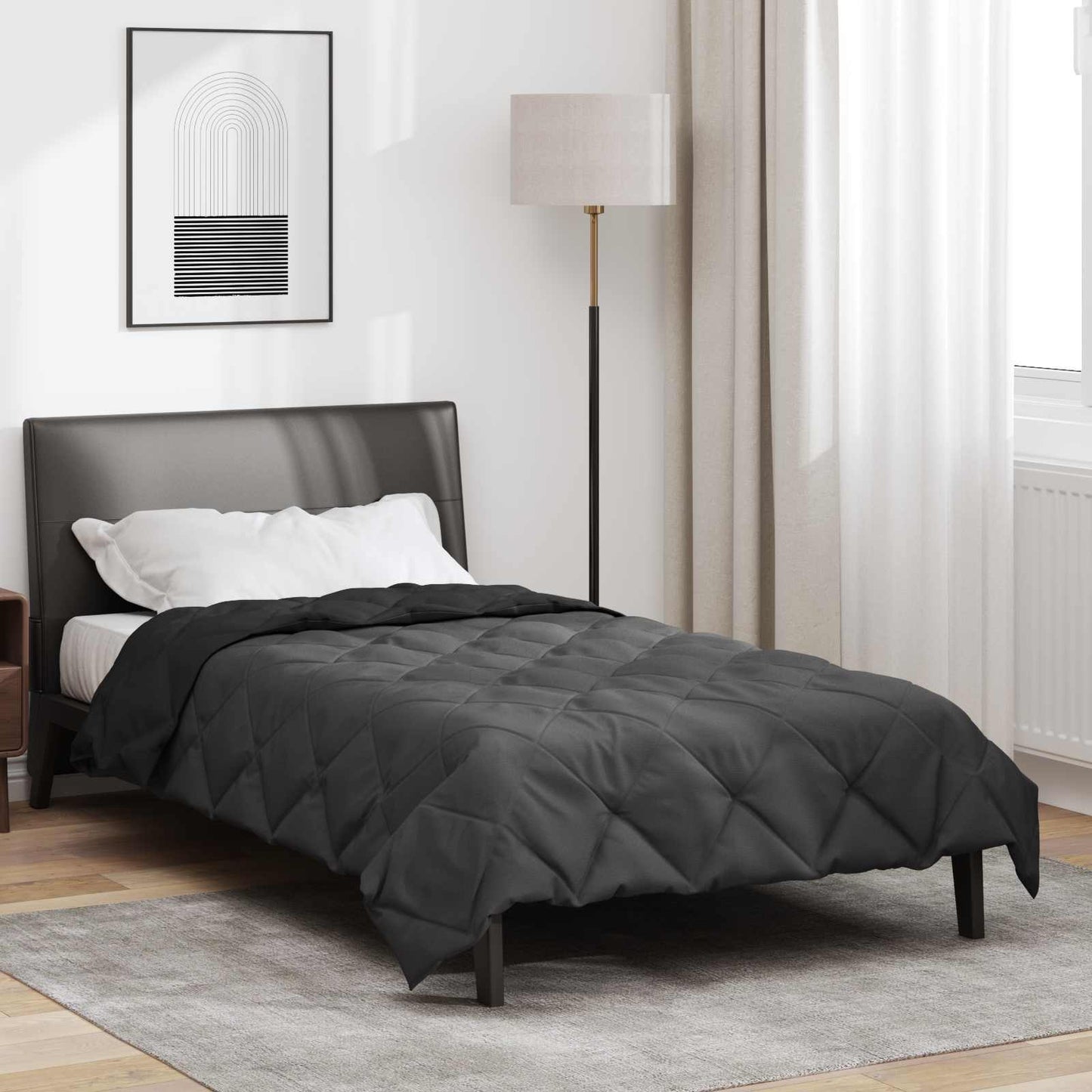 vidaXL Full Year Duvet Black and Anthracite 135 x 220 cm Microfiber