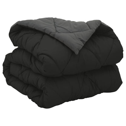 vidaXL Full Year Duvet Black and Anthracite 135 x 220 cm Microfiber