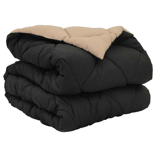 vidaXL Full Year Duvet Black and Taupe 155 x 200 cm Microfiber