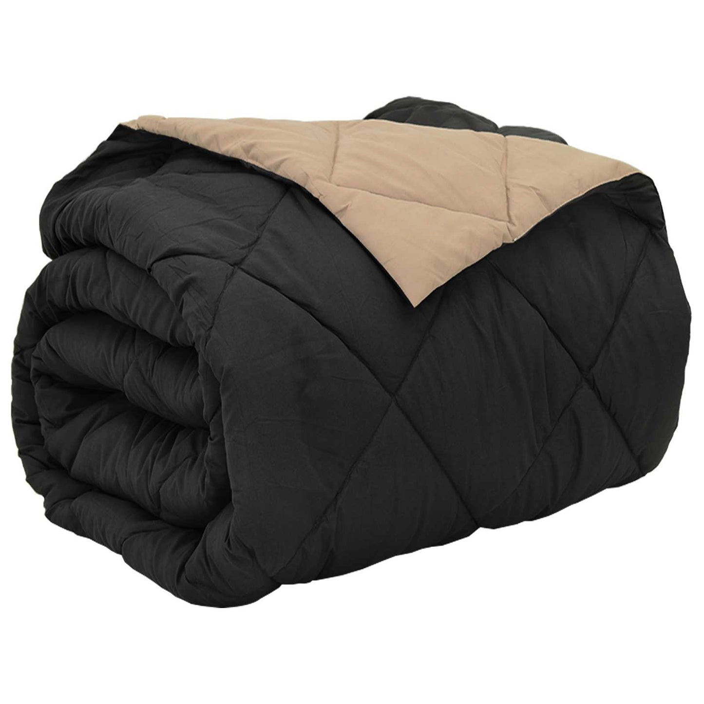 vidaXL Full Year Duvet Black and Taupe 220 x 240 cm Microfiber