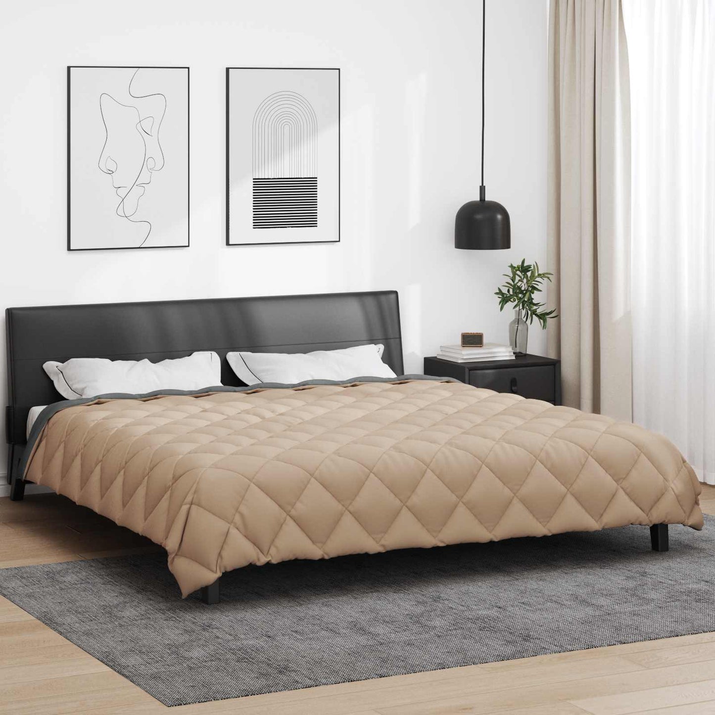vidaXL Winter Duvet Anthracite and Taupe 200 x 200 cm Microfiber