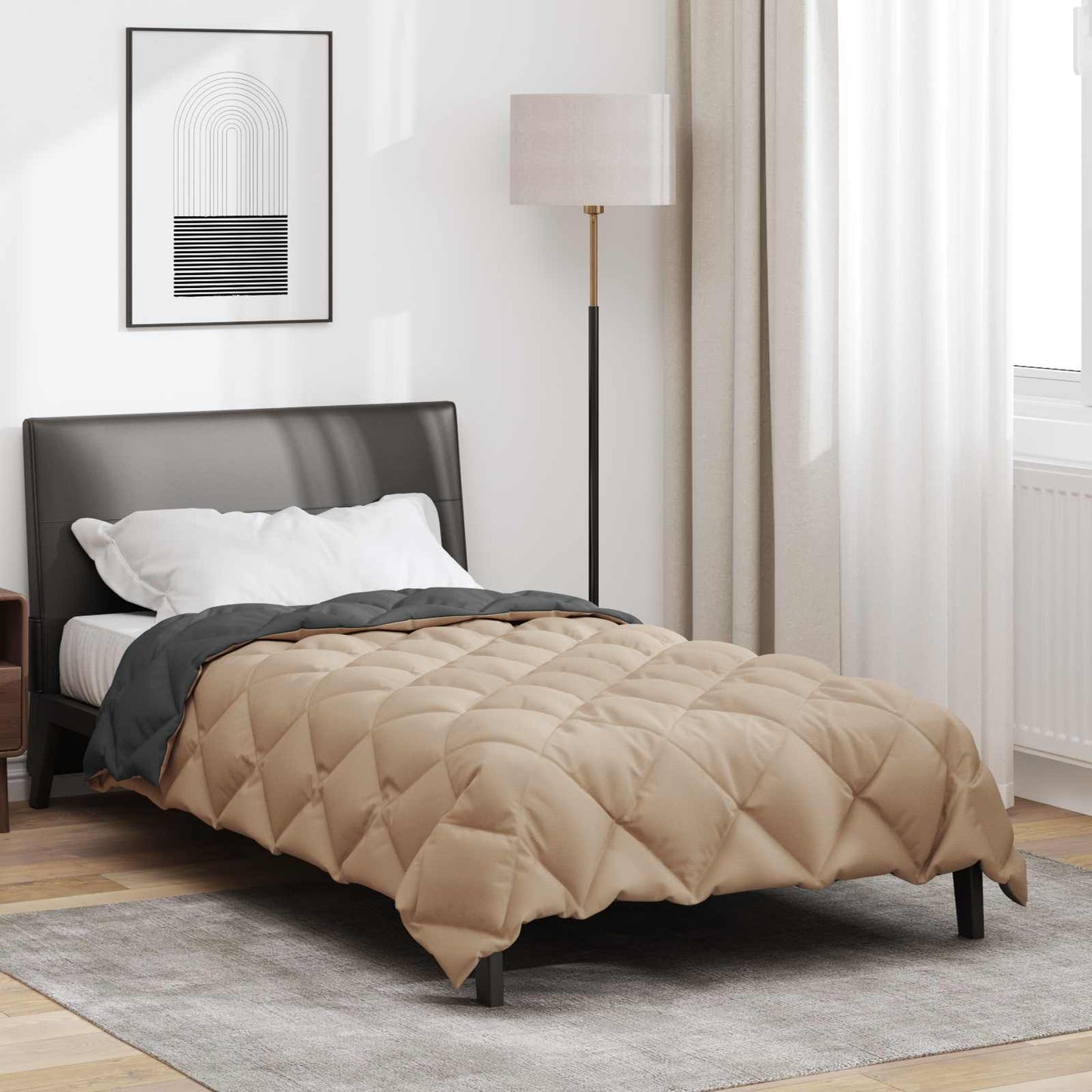vidaXL Winter Duvet Anthracite and Taupe 155 x 220 cm Microfiber