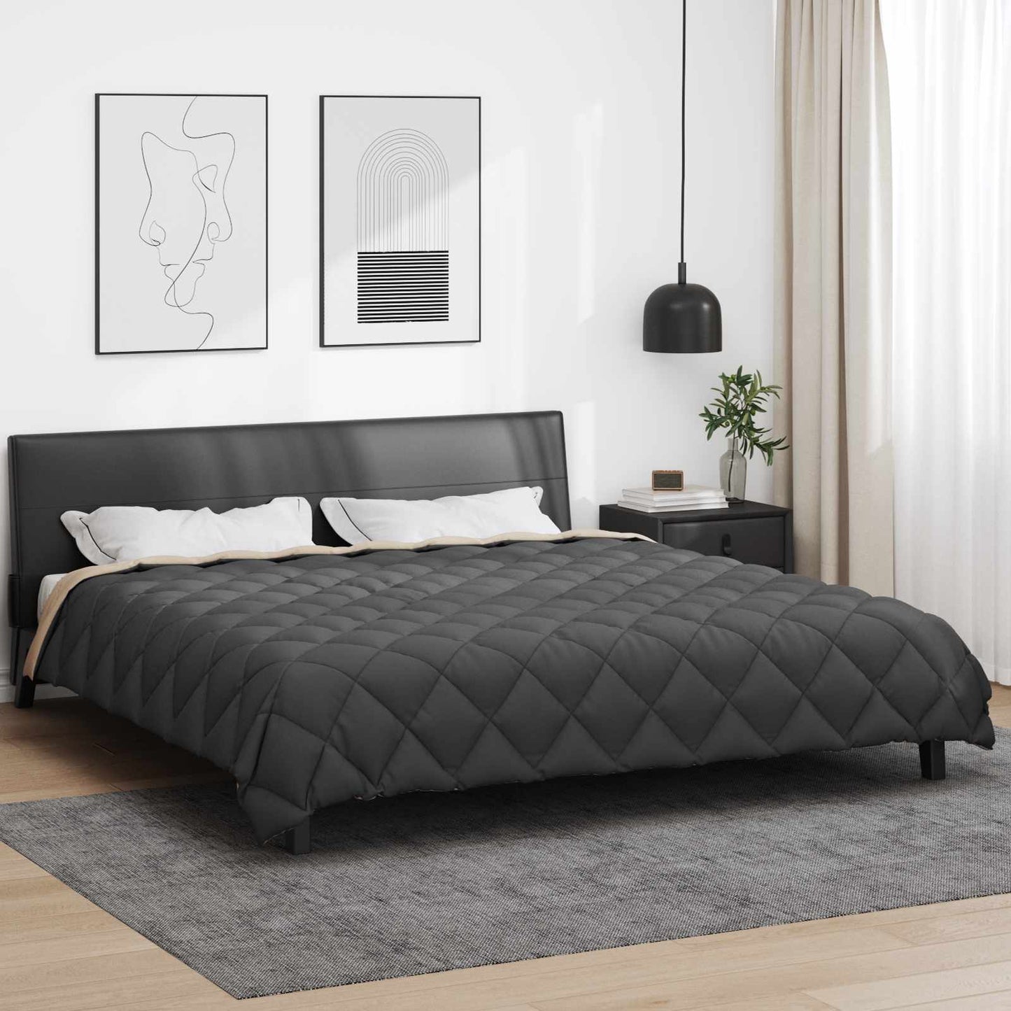 vidaXL Winter Duvet Anthracite and Taupe 220 x 240 cm Microfiber