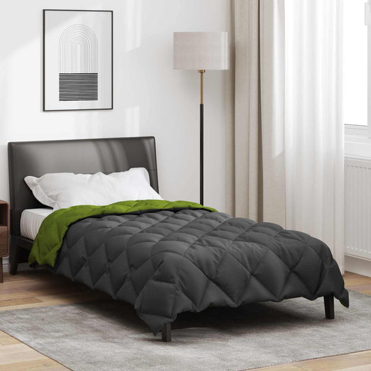 vidaXL Winter Duvet Green and Anthracite 135 x 200 cm Microfiber