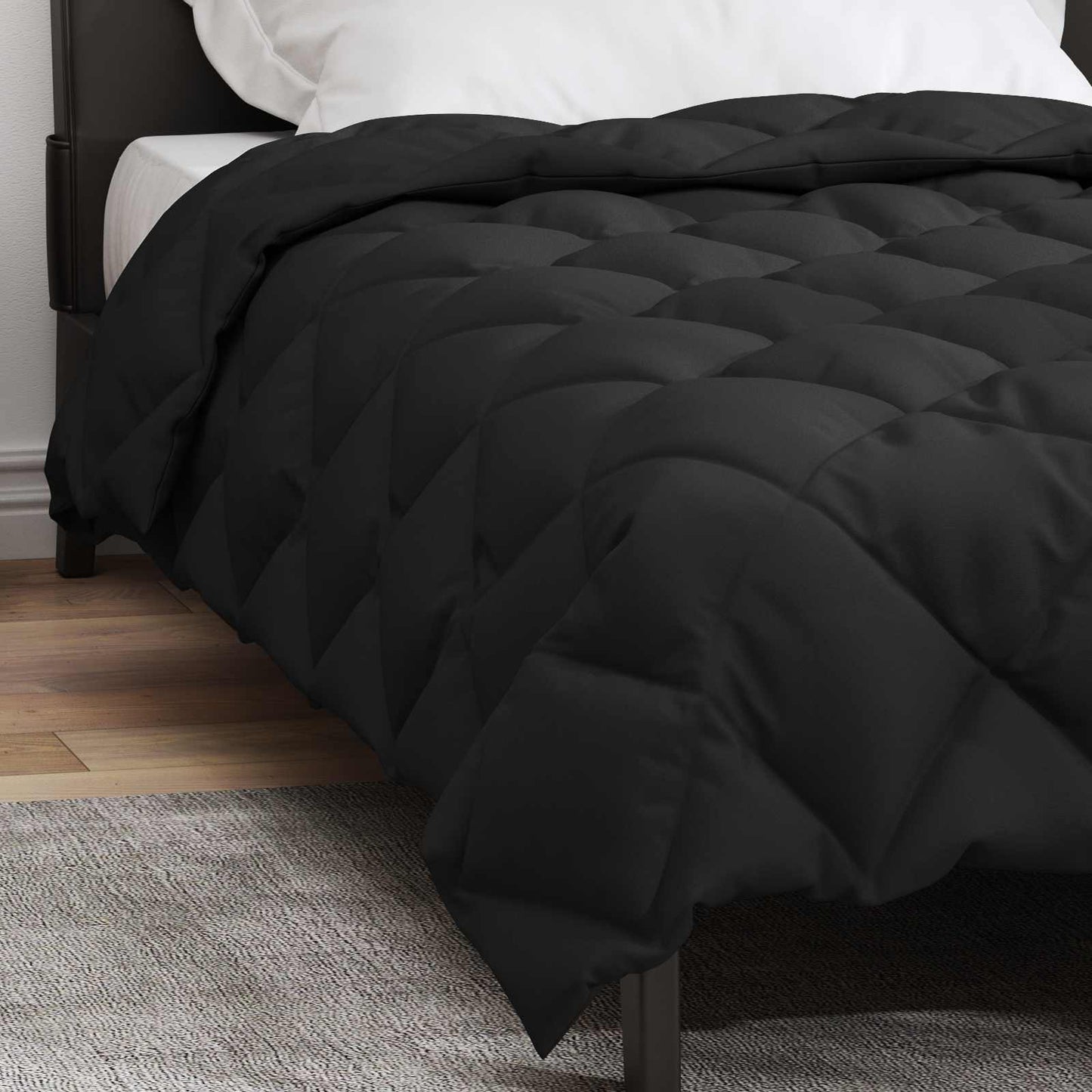 vidaXL Winter Duvet Black 140 x 220 cm Microfiber