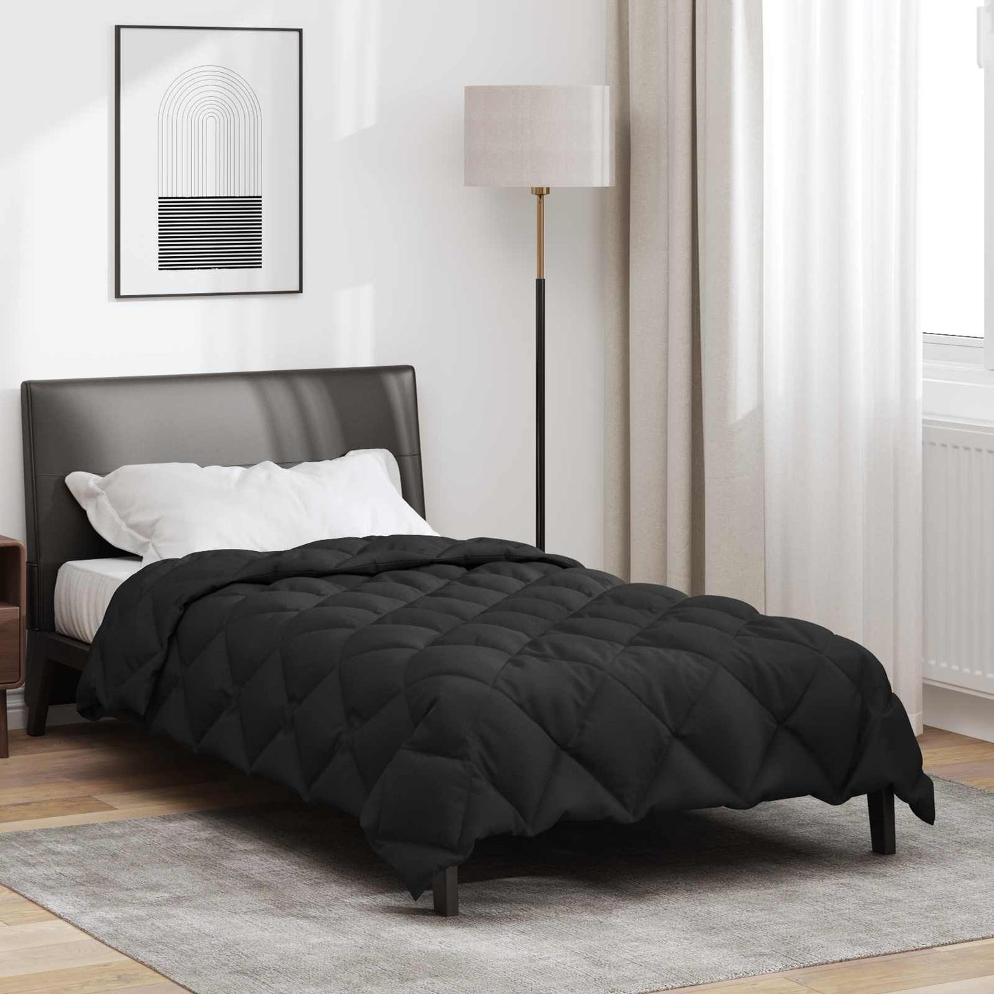 vidaXL Winter Duvet Black 140 x 220 cm Microfiber