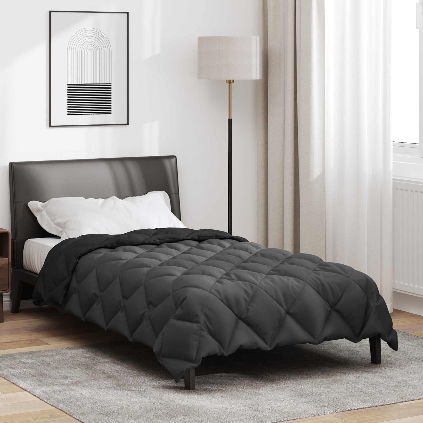 vidaXL Winter Duvet Black and Anthracite 140 x 220 cm Microfiber
