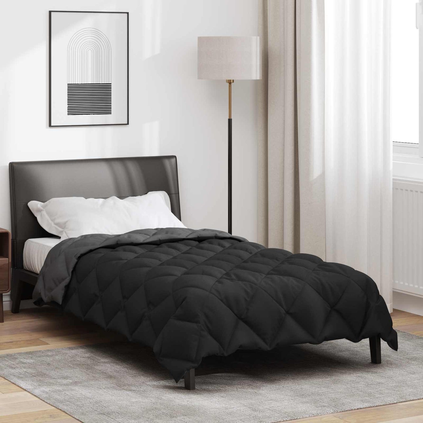 vidaXL Winter Duvet Black and Anthracite 140 x 220 cm Microfiber
