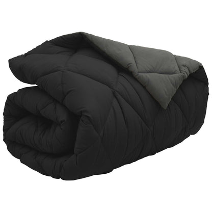 vidaXL Winter Duvet Black and Anthracite 140 x 220 cm Microfiber