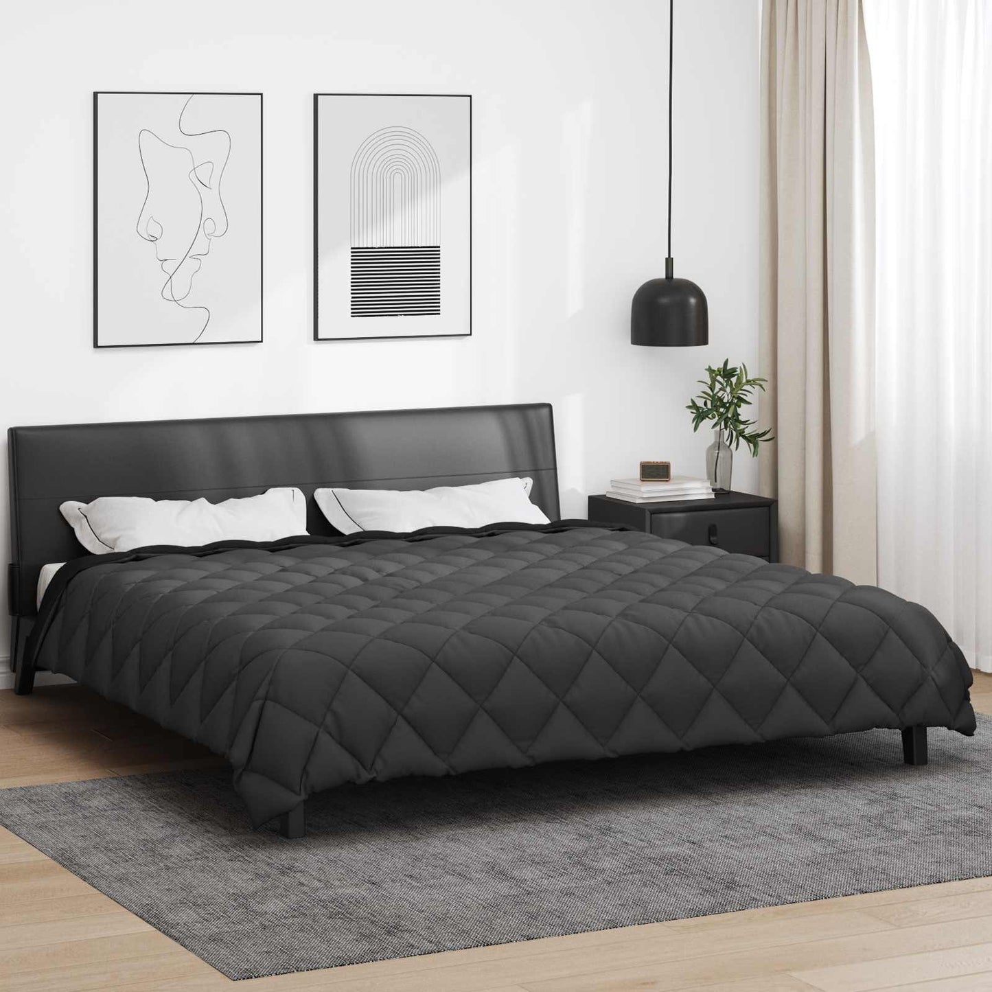 vidaXL Winter Duvet Black and Anthracite 220 x 240 cm Microfiber