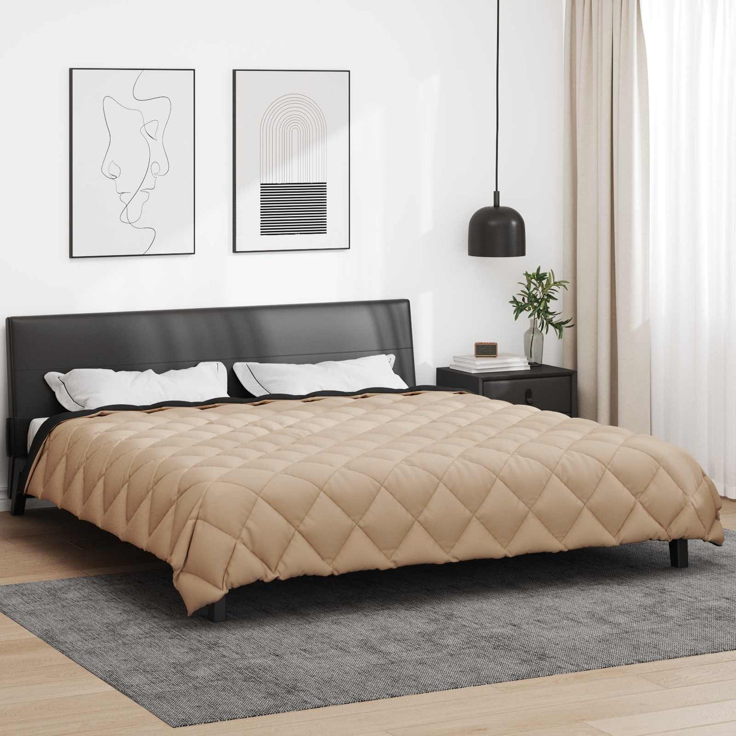 vidaXL Winter Duvet Black and Taupe 200 x 200 cm Microfiber