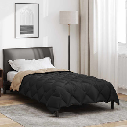 vidaXL Winter Duvet Black and Taupe 140 x 220 cm Microfiber