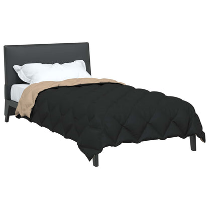 vidaXL Winter Duvet Black and Taupe 140 x 220 cm Microfiber