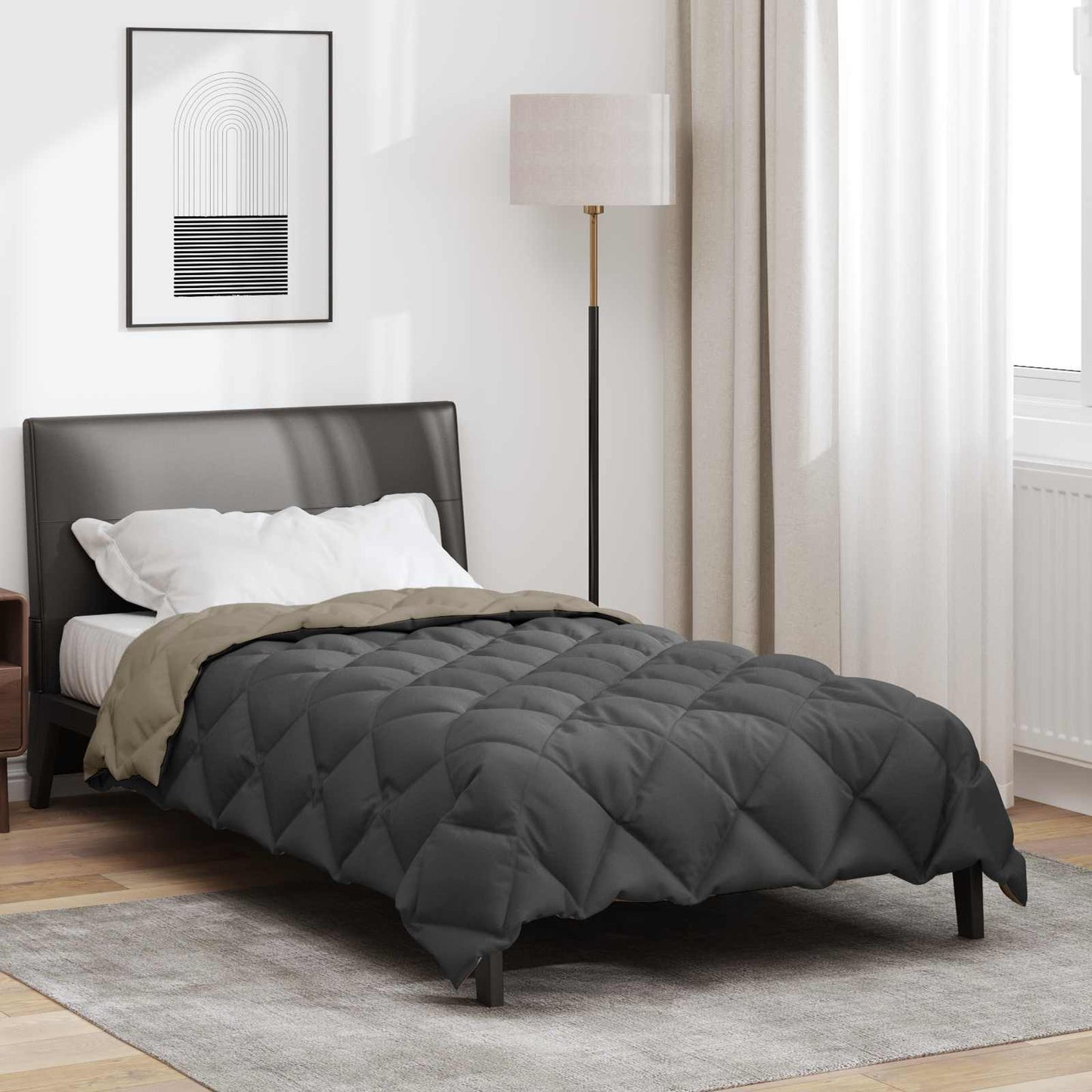 vidaXL Winter Duvet Light Grey and Anthracite 155 x 220 cm Microfiber
