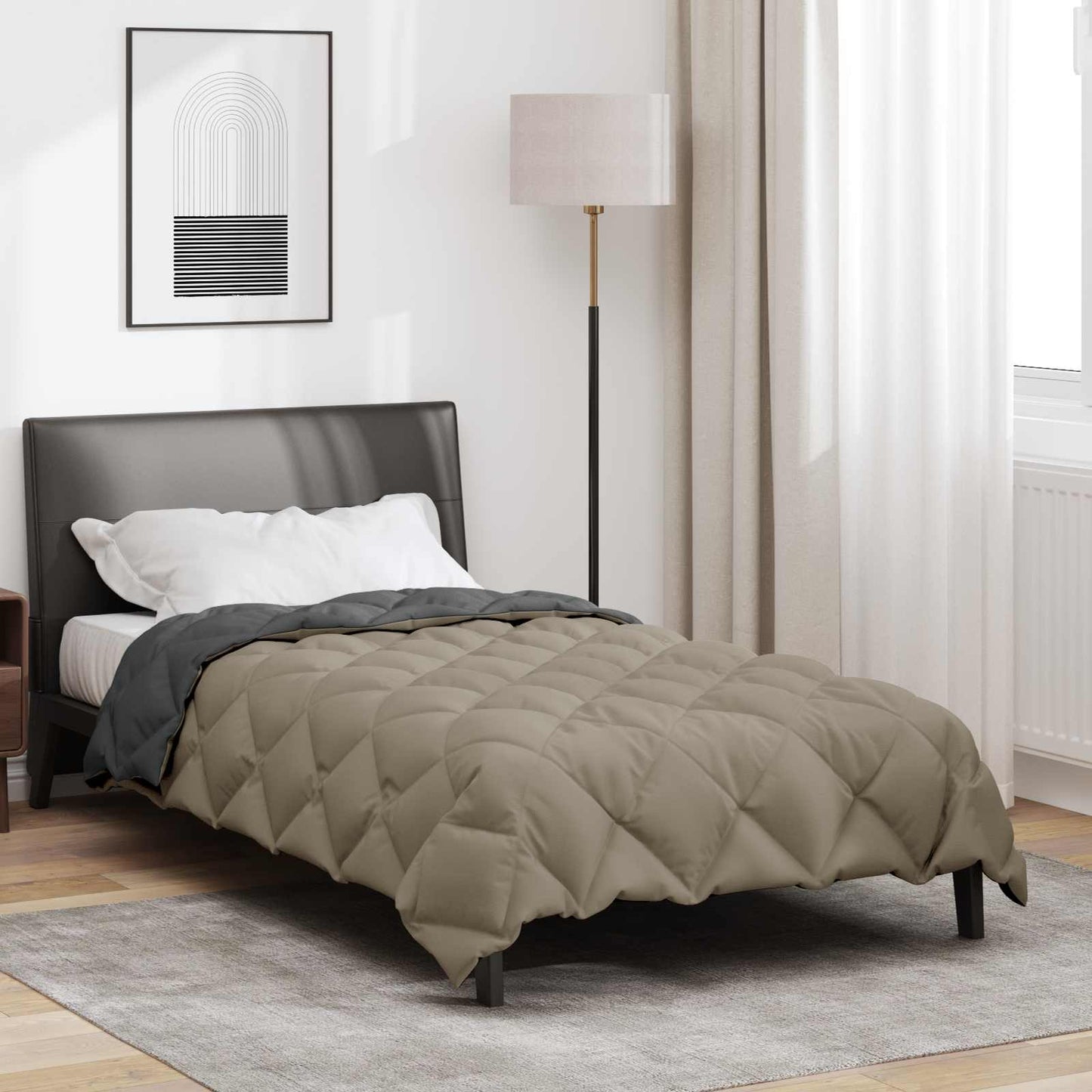 vidaXL Winter Duvet Light Grey and Anthracite 155 x 220 cm Microfiber