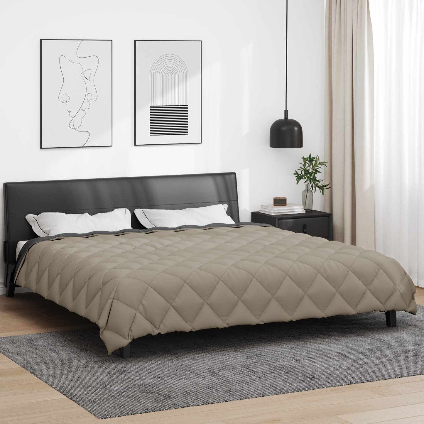 vidaXL Winter Duvet Light Grey and Anthracite 220 x 260 cm Microfiber