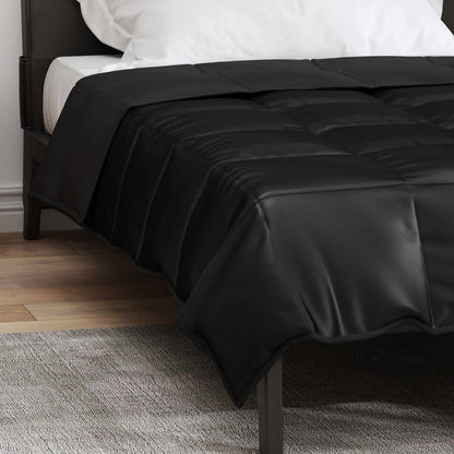 vidaXL Summer Duvet Black 135 x 200 cm Satin and Microfiber