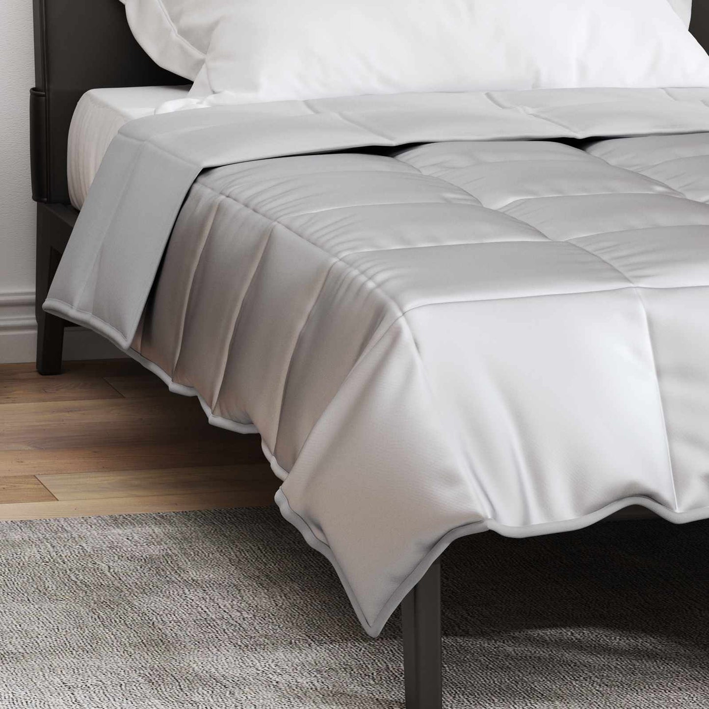 vidaXL Summer Duvet Silver 135 x 200 cm Satin and Microfiber
