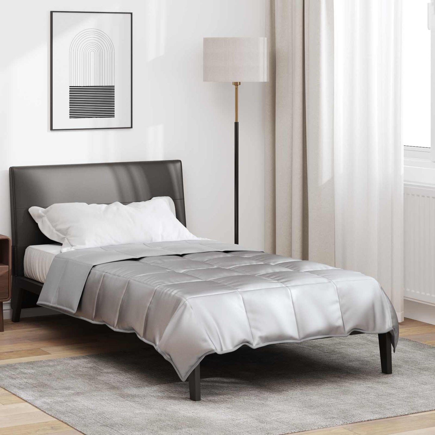 vidaXL Summer Duvet Silver 135 x 200 cm Satin and Microfiber
