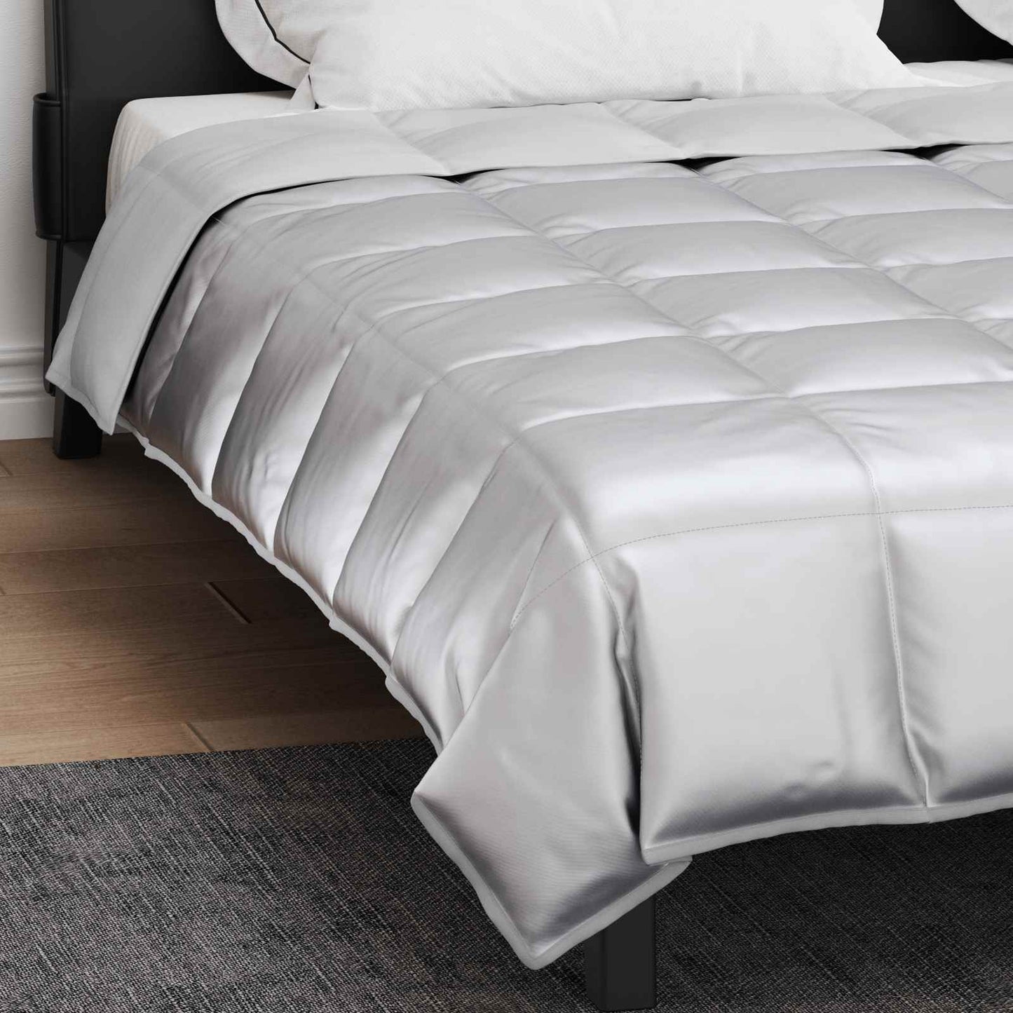 vidaXL Summer Duvet Silver 240 x 260 cm Satin and Microfiber