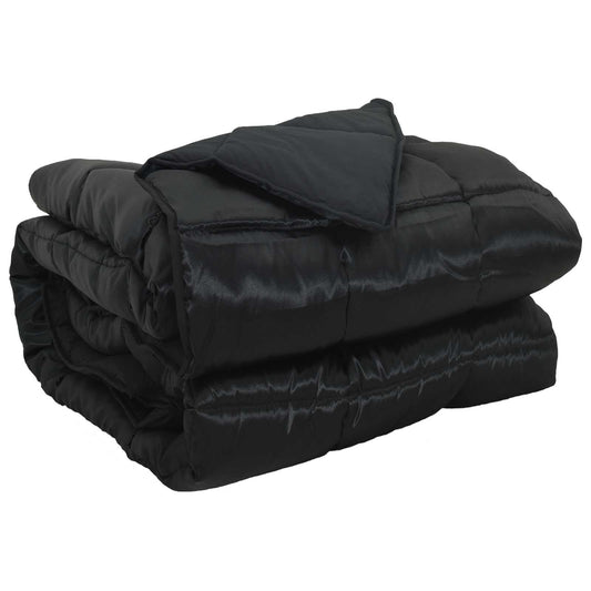 vidaXL Full Year Duvet Black 155 x 220 cm Satin and Microfiber