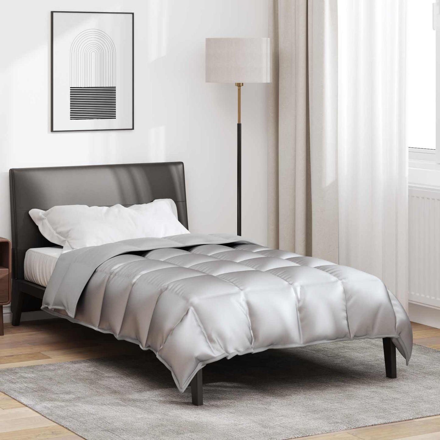 vidaXL Winter Duvet Silver 140 x 220 cm Satin and Microfiber