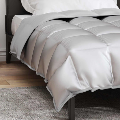 vidaXL Winter Duvet Silver 155 x 220 cm Satin and Microfiber