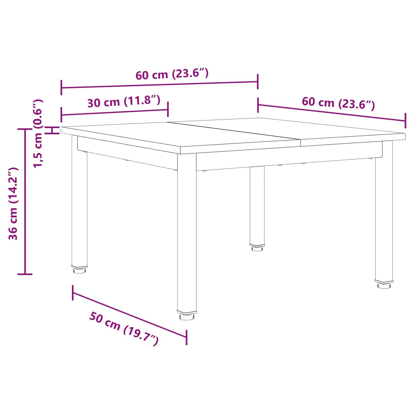vidaXL Coffee Table Grey Sonoma 60 x 60 x 36 cm Engineered Wood