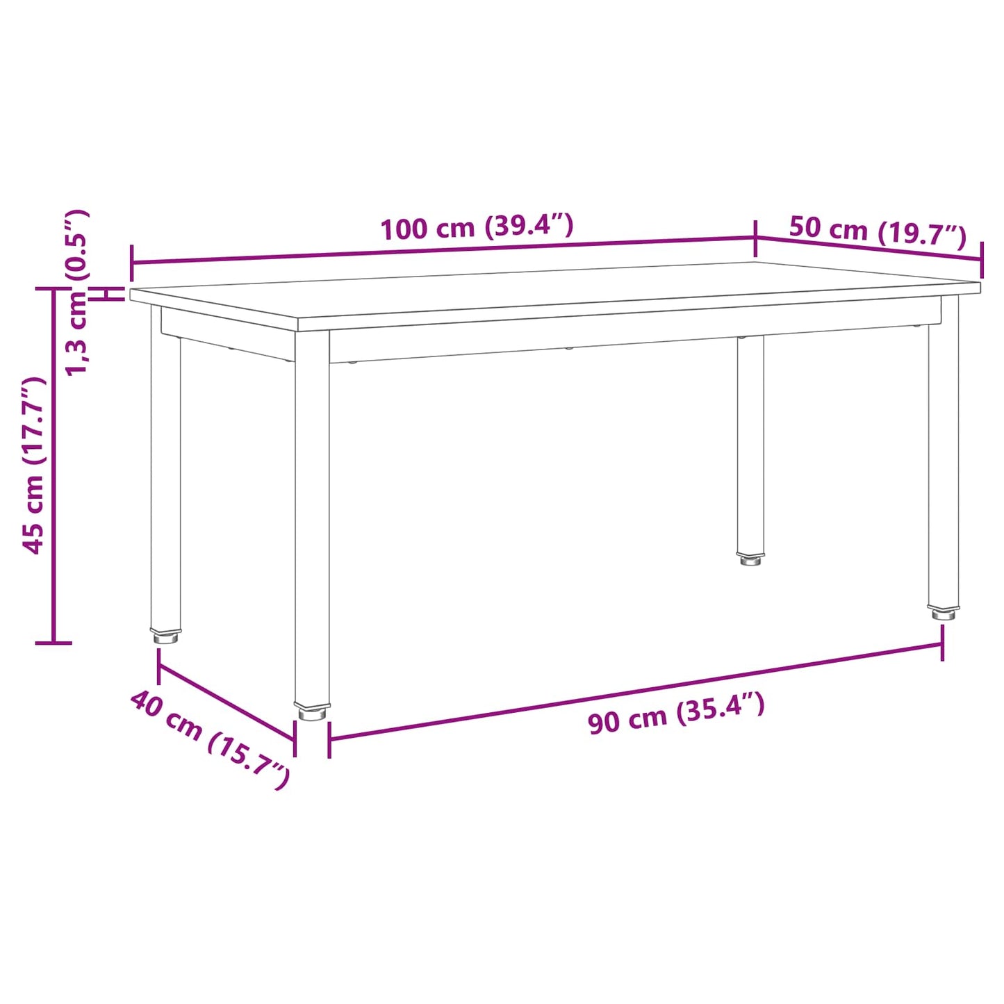 vidaXL Coffee Table Black Oak 100 x 50 x 45 cm Engineered Wood