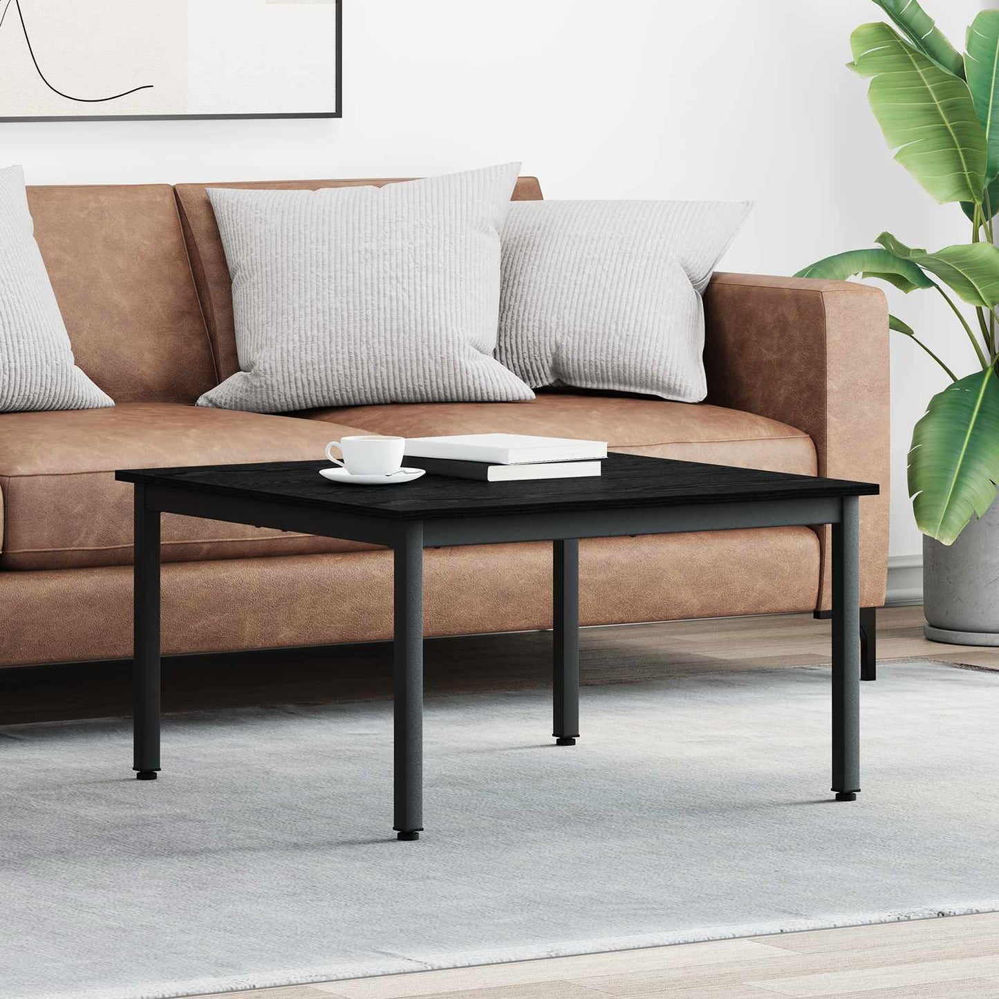 vidaXL Coffee Table Black Oak 80 x 80 x 45 cm Engineered Wood