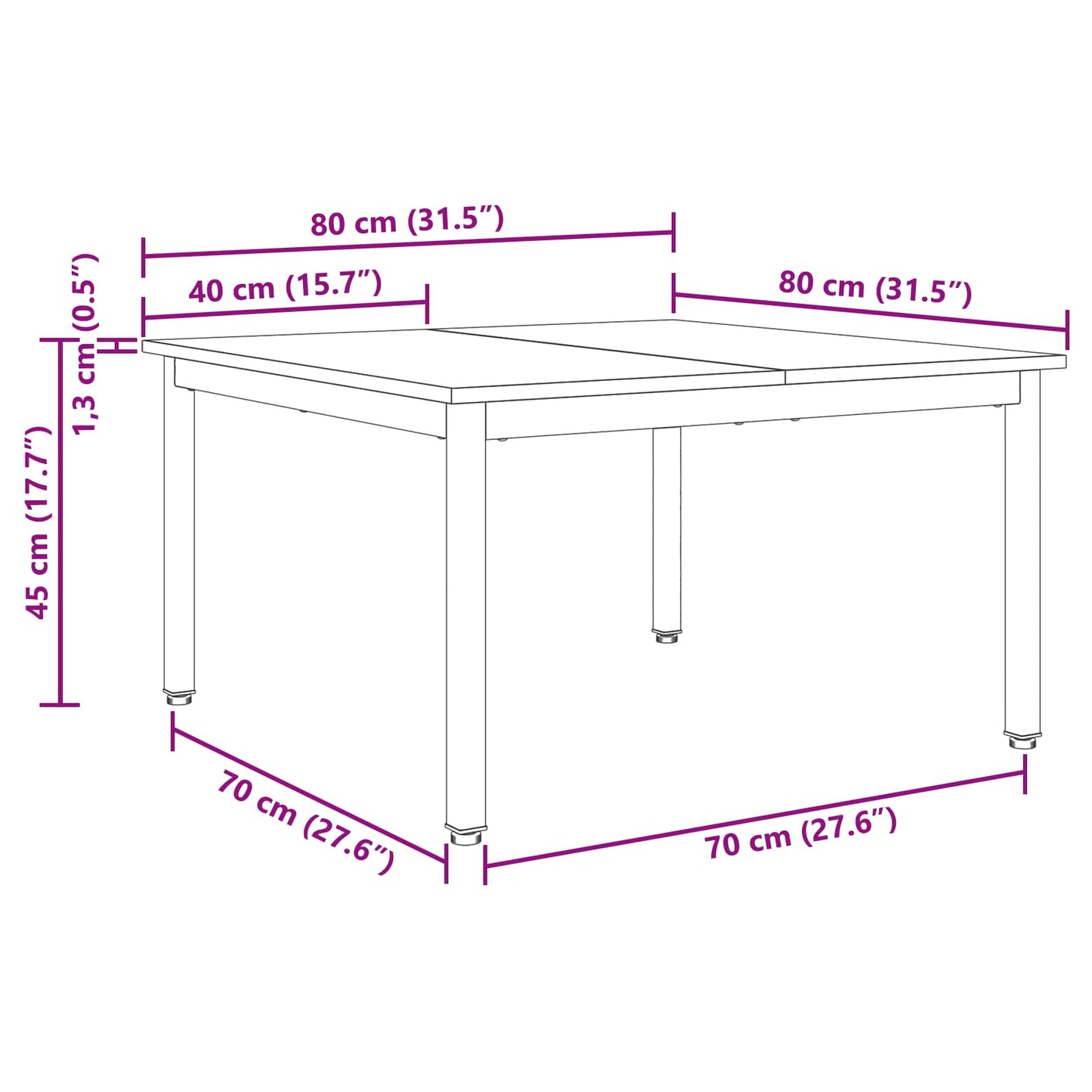 vidaXL Coffee Table Sonoma 80 x 80 x 45 cm Engineered Wood