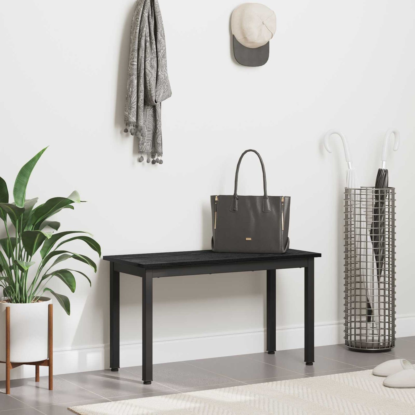 vidaXL Bench Black Oak 80 x 35 x 45 cm Engineered Wood