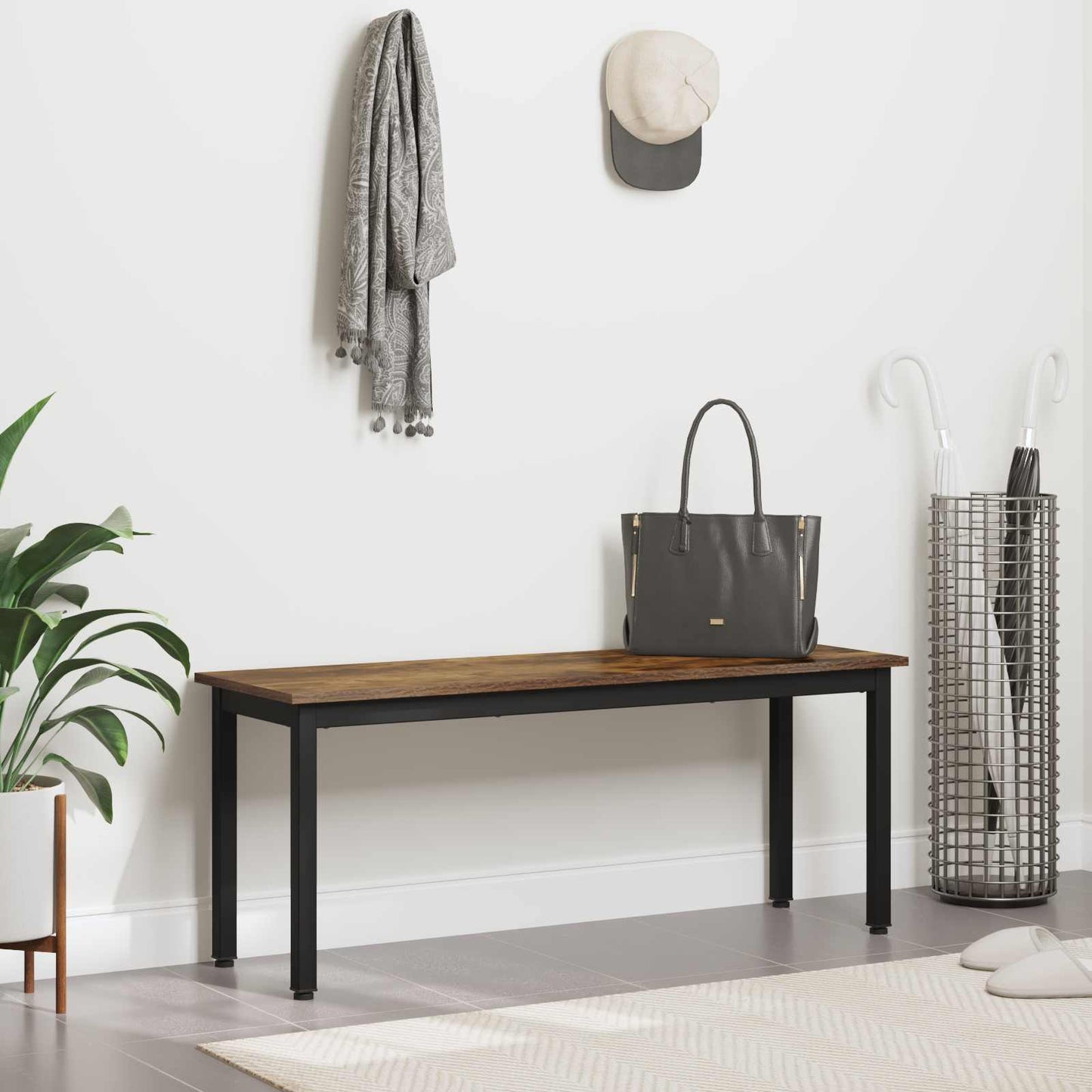 vidaXL Bench Smoke Oak 110 x 35 x 45 cm Engineered Wood