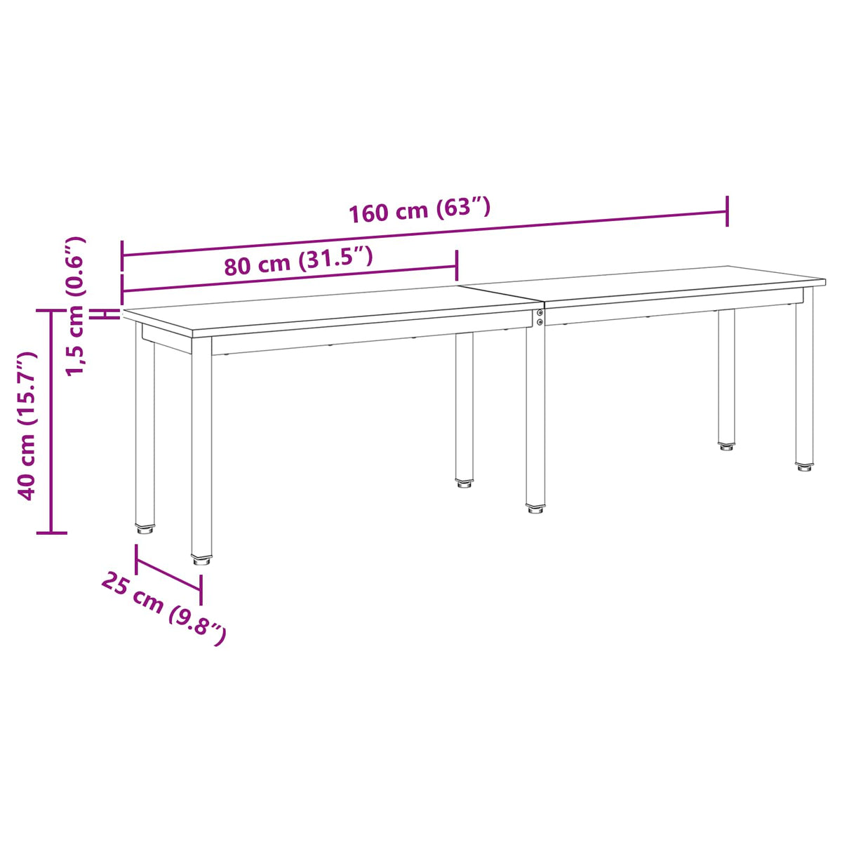 vidaXL Bench Sonoma Oak 160 x 35 x 45 cm Engineered Wood