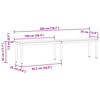 vidaXL Bench Grey Sonoma 200 x 35 x 45 cm Engineered Wood