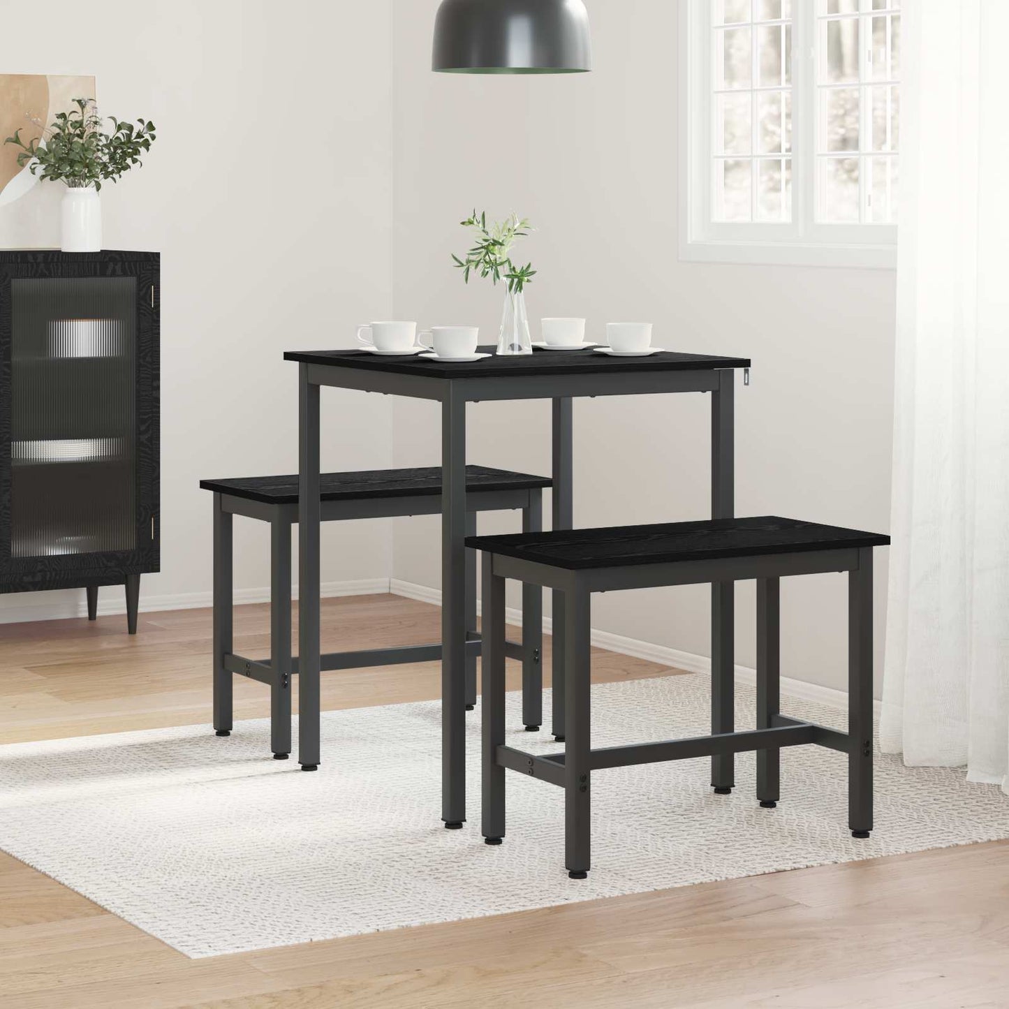 vidaXL Dining Tables 60 x 60 x 75 cm Engineered Wood Black Oak Square
