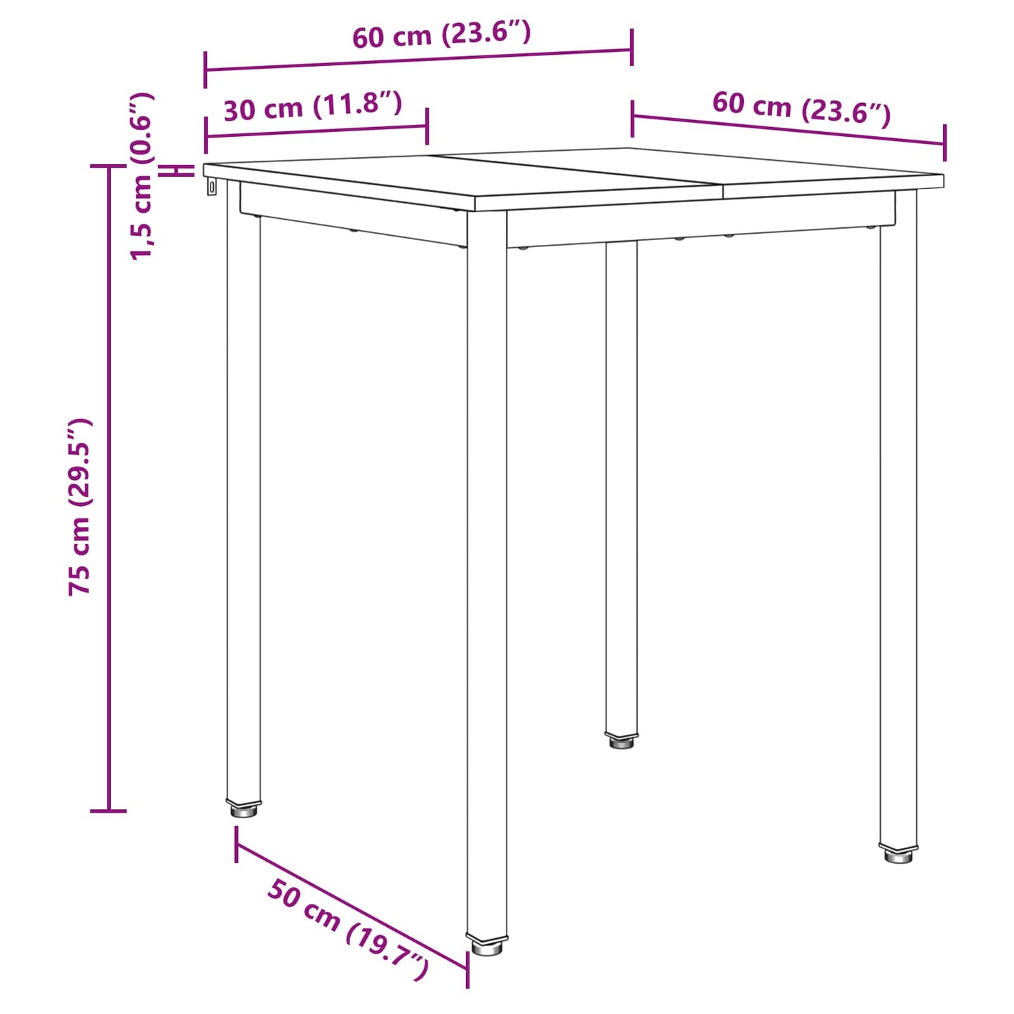 vidaXL Dining Tables 60 x 60 x 75 cm Engineered Wood Smoked Oak Square