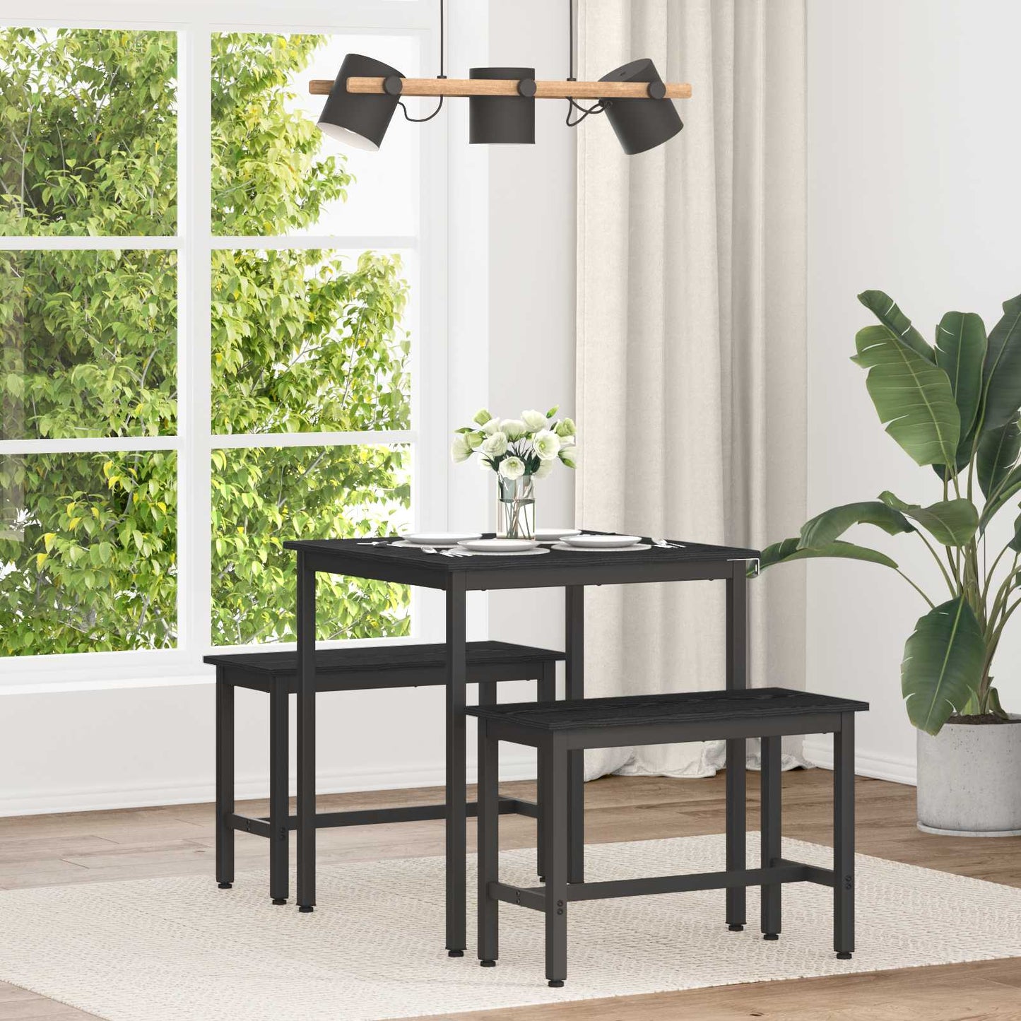 vidaXL Dining Tables 70 x 70 x 75 cm Engineered Wood Black Oak Square