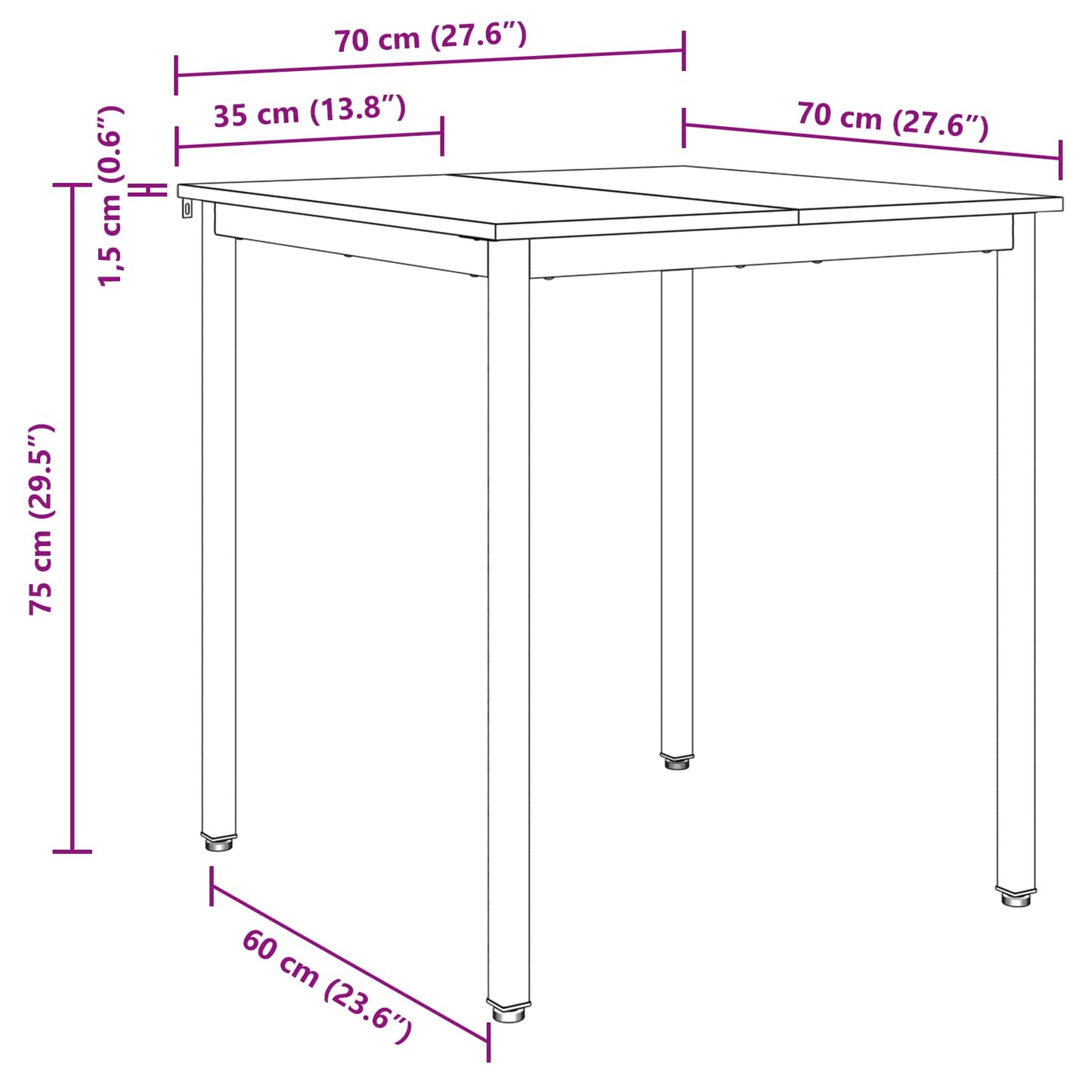 vidaXL Dining Tables 70 x 70 x 75 cm Engineered Wood Sonoma Oak Square