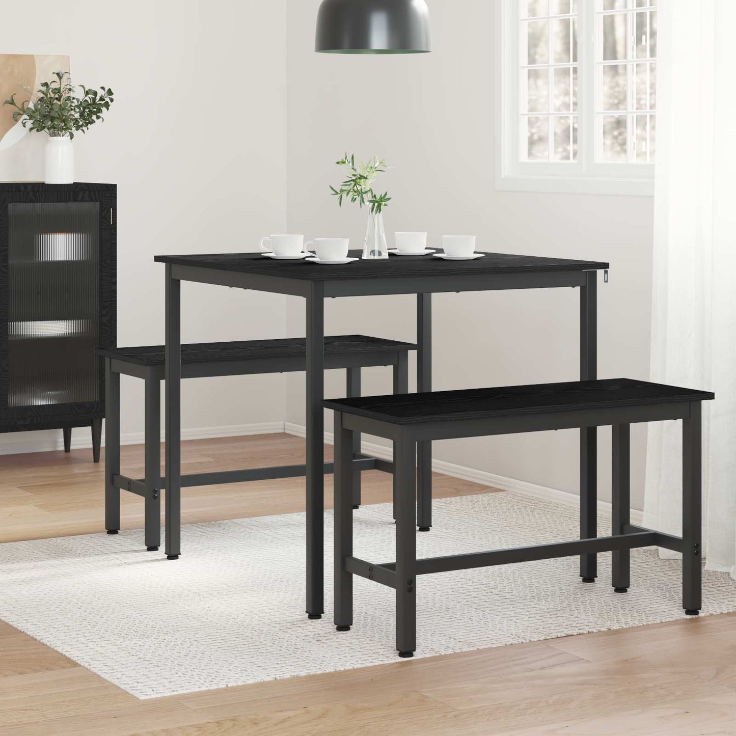 vidaXL Dining Tables 80 x 80 x 75 cm Engineered Wood Black Oak Square