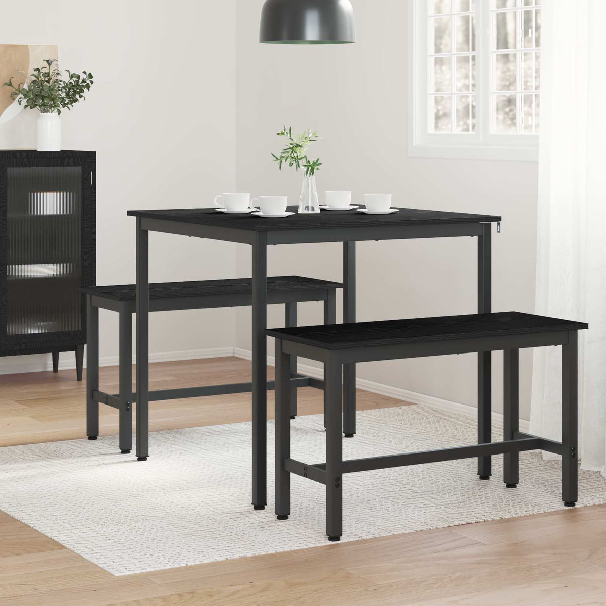 vidaXL Dining Tables 80 x 80 x 75 cm Engineered Wood Black Oak Square