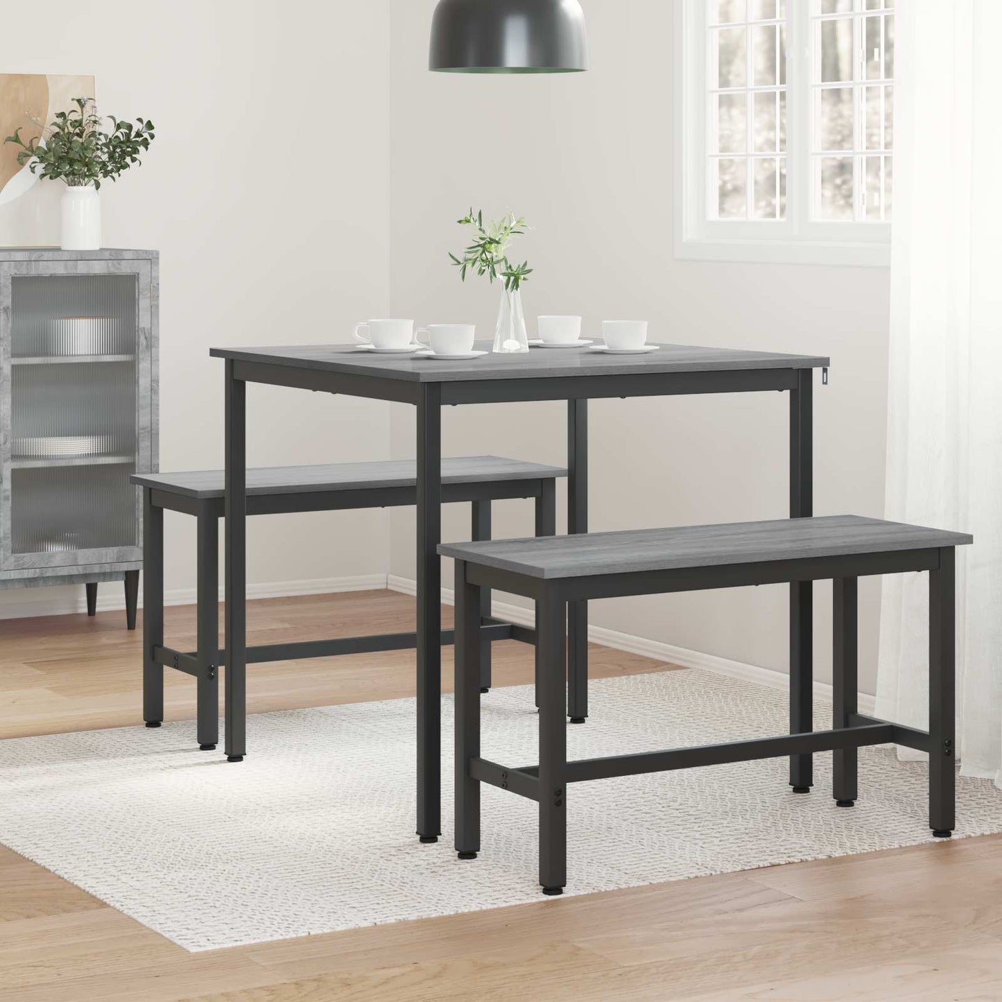 vidaXL Dining Tables 80 x 80 x 75 cm Engineered Wood Grey Sonoma