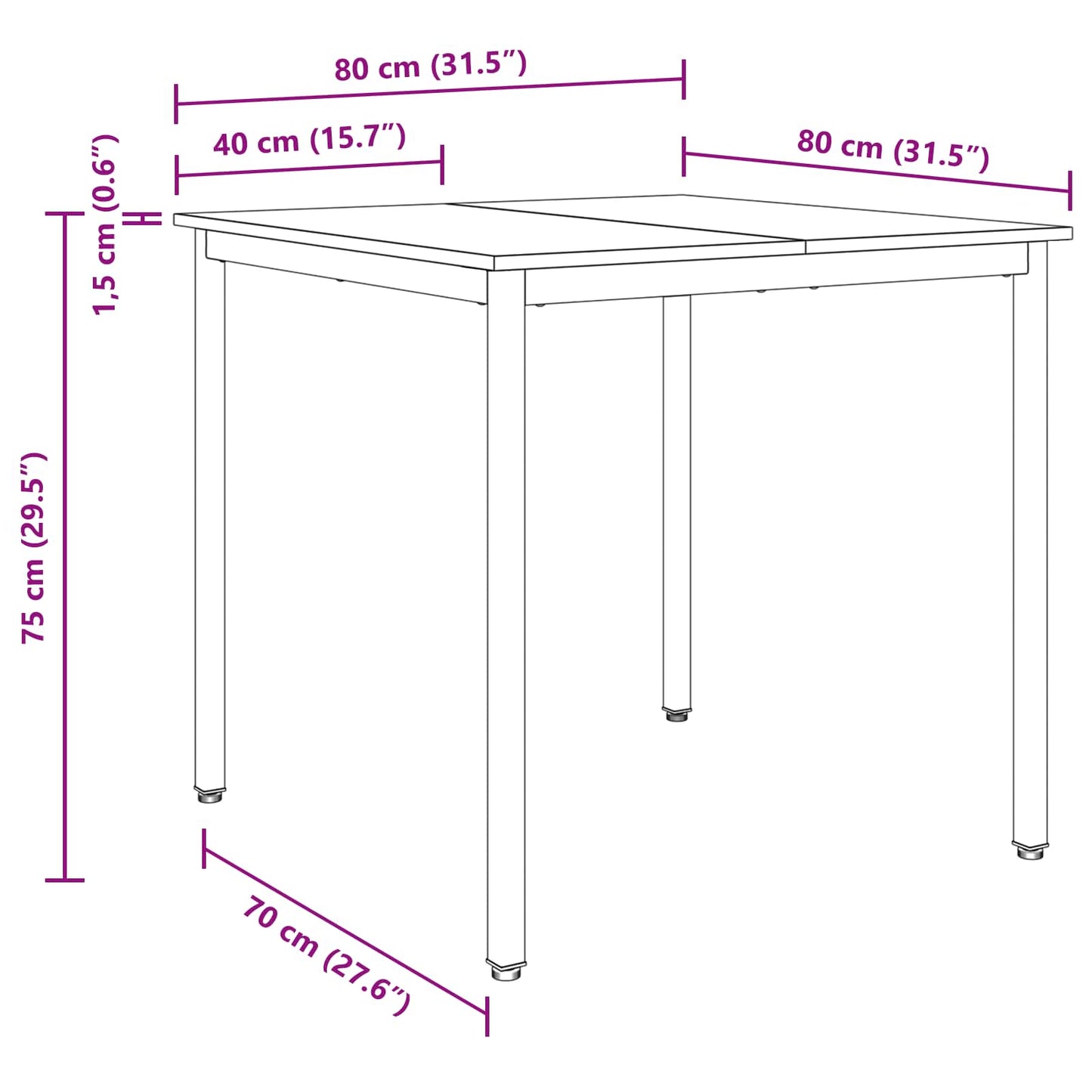 vidaXL Dining Tables 80 x 80 x 75 cm Engineered Wood Oak Wood Square