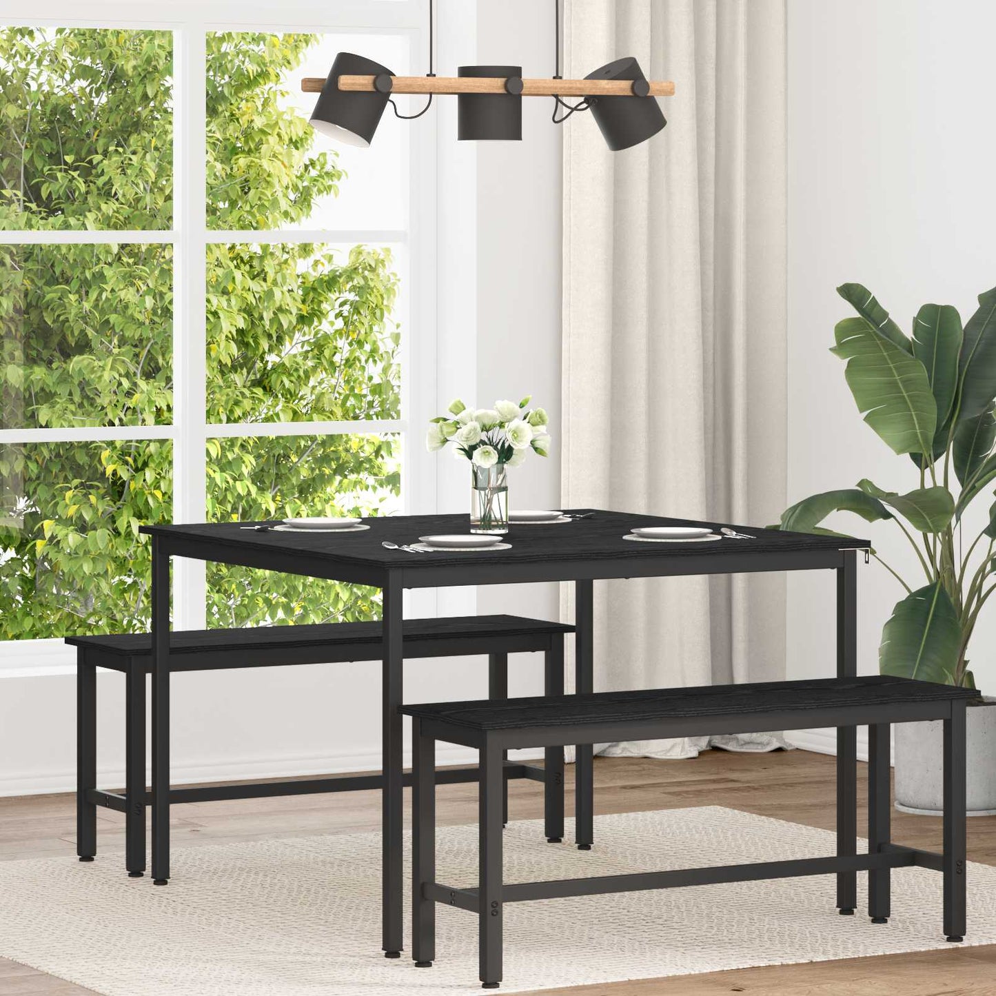 vidaXL Dining Tables 110 x 110 x 75 cm Engineered Wood Black Oak
