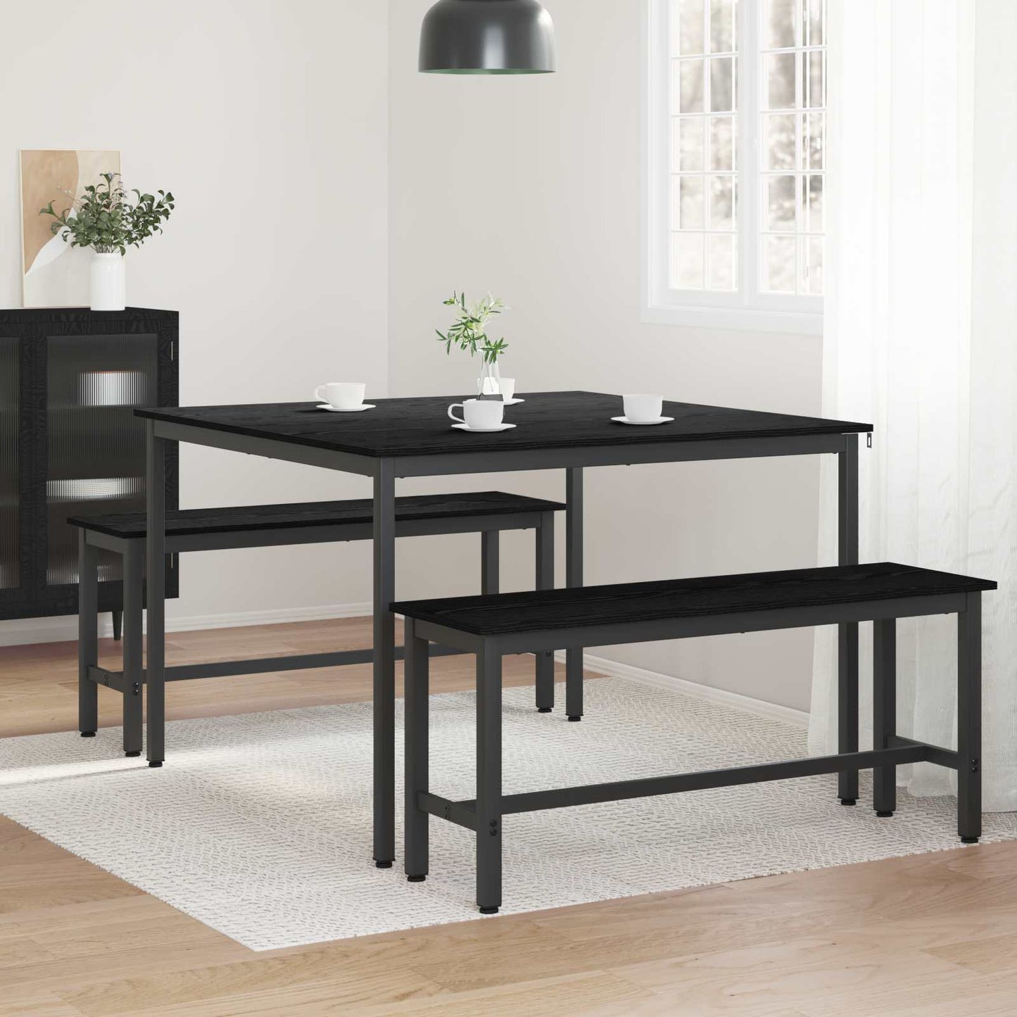 vidaXL Dining Tables 110 x 110 x 75 cm Engineered Wood Black Oak