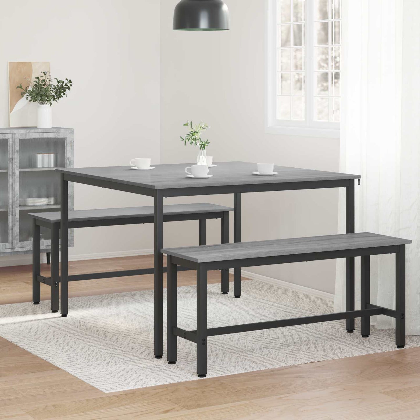 vidaXL Dining Tables 110 x 110 x 75 cm Engineered Wood Grey Sonoma