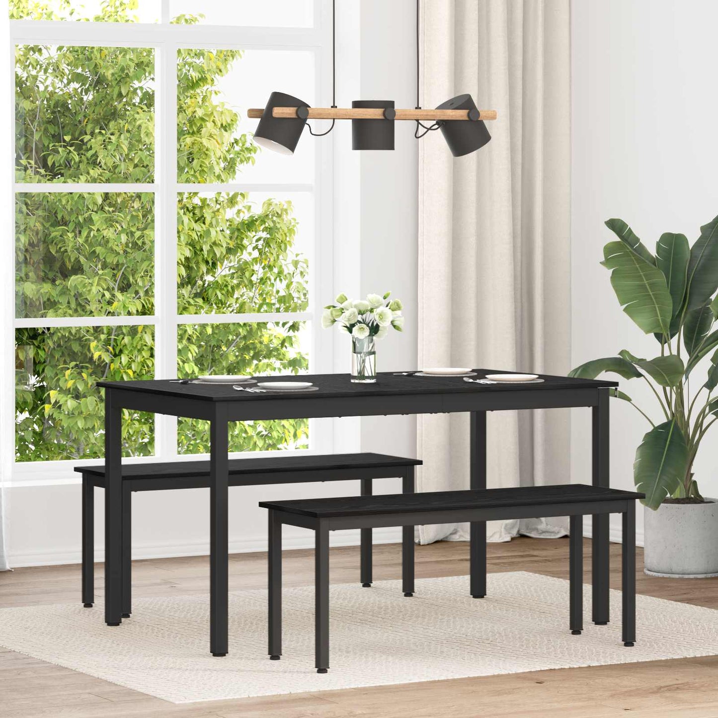 vidaXL Dining Tables 140 x 80 x 75 cm Engineered Wood Black Oak