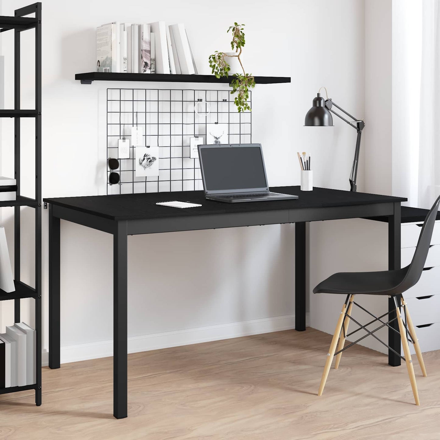 vidaXL Dining Tables 140 x 80 x 75 cm Engineered Wood Black Oak