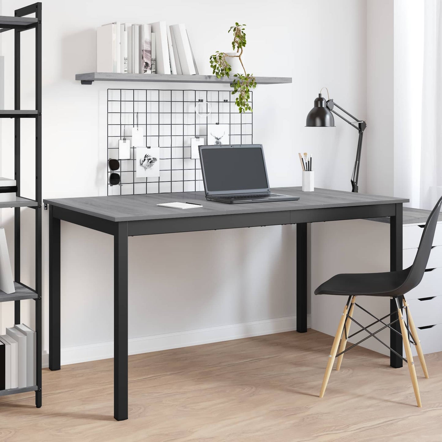 vidaXL Dining Tables 140 x 80 x 75 cm Engineered Wood Grey Sonoma